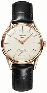 Longines Automatic 18k Rose Gold Silver With Second Sub- At 6 Dial Black Crocodile Leather Band Watch #L4.746.8.72.0 (Men Watch)