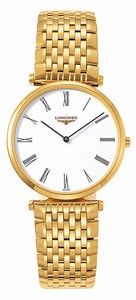 Longines La Grande Classique Quartz White Dial Roman Numerals Gold Tone Stainless Steel Watch# L4.766.2.11.8 (Men Watch)
