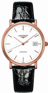 Longines White Dial Fixed 18kt Rose Gold Band Watch #L4.787.8.12.0 (Men Watch)