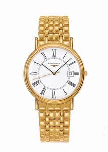 Longines Presence Quartz White Dial Date Roman Numerals Gold Tone Stainless Steel Watch# L4.790.2.11.8 (Men Watch)