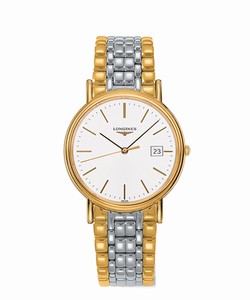 Longines Presence Quartz White Dial Date PVD Gold Coating Bezel Two Tone Stainless Steel Watch# L4.790.2.12.7 (Men Watch)