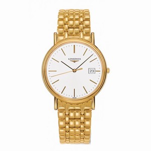 Longines Presence Quartz White Dial Date Gold Tone Stainless Steel Watch# L4.790.2.12.8 (Men Watch)
