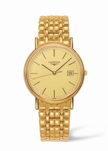 Longines Presence Quartz Gold Dial Date Gold Tone Stainless Steel Watch# L4.790.2.32.8 (Men Watch)