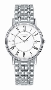 Longines Presence Quartz White Dial Date Roman Numerals Stainless Steel Watch# L4.790.4.11.6 (Men Watch)