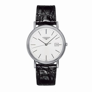 Longines Presence Quartz White Dial Date Black Leather Watch# L4.790.4.12.2 (Men Watch)