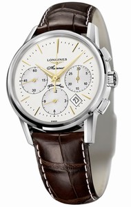 Longines Automatic Polished Stainless Steel Silver Dial Brown Alligator Leather Band Watch #L4.796.4.72.2 (Men Watch)