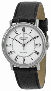 Longines Automatic Roman Numerals Dial Date Black Leather Watch# L4.821.4.11.2 (Women Watch)