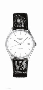 Longines Lyre Automatic White Dial Date Black Leather Watch# L4.860.4.12.2 (Women Watch)