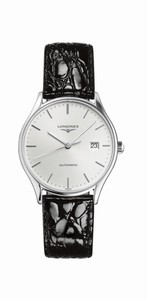 Longines Automatic Silver Dial Date Black Leather Watch# L4.860.4.72.2 (Women Watch)