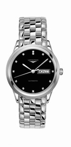 Longines Flagship Automatic Diamond Hour Markers Day Date Stainless Steel Watch# L4.899.4.57.6 (Men Watch)