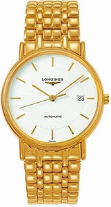 Longines White Dial Fixed Gold Pvd Band Watch #L4.921.2.18.8 (Men Watch)