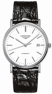 Longines Automatic White Dial Date Black Leather Watch # L4.921.4.12.2 (Men Watch)