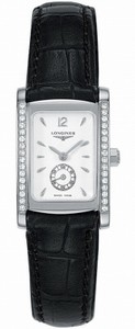 Longines Quartz Stainless Steel White With Seconds Sub At 6 Dial Black Leather Band Watch #L5.155.0.16.2 (Women Watch)