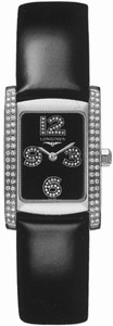 Longines Quartz Stainless Steel Black Set With 60 Diamonds In Hour Markers Dial Black Leather Band Watch #L5.155.0.51.2 (Women Watch)