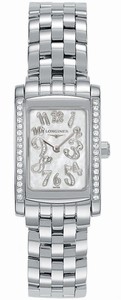 Longines Quartz Stainless Steel White Mother Of Pearl Set With Partial Diamond Hour Markers Dial Polished Stainless Steel Band Watch #L5.155.0.97.6 (Women Watch)