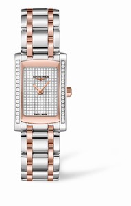 Longines Dolcevita Quartz Diamonds Pave Dial Diamonds Bezel Stainless Steel 18ct Rose Gold Watch# L5.155.5.00.7 (Women Watch)