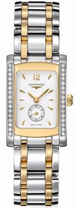 Longines Dolcevita Quartz White Dial Diamonds Bezel 18ct Gold and Stainless Steel Watch# L5.155.5.29.7 (Women Watch)