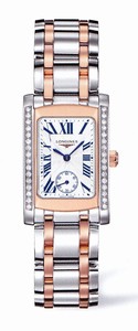 Longines Dolcevita Quartz Roman Numerals Small Second Dial Diamonds Bezel Stainless Steel and 18ct Rose Gold Watch# L5.155.5.79.7 (Women Watch)