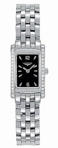 Longines Dolcevita Quartz Black Dial Diamonds Bezel Stainless Steel Watch# L5.158.0.76.6 (Women Watch)