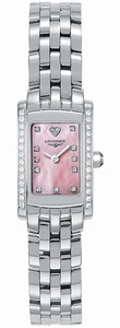 Longines Dolcevita Quartz Pink Mother of Pearl Dial Diamonds Bezel Stainless Steel Watch# L5.158.0.93.6 (Women Watch)