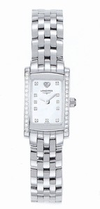 Longines Dolcevita Quartz White Mother of Pearl Diamonds Dial Diamonds Bezel Stainless Steel Watch# L5.158.0.94.6 (Women Watch)