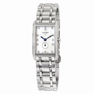 Longines White Mother Of Pearl Dial Fixed Stainless Steel Set With Diamonds Band Watch #L5.255.0.87.6 (Women Watch)