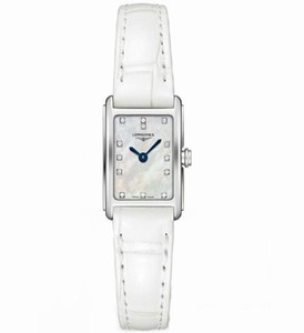 Longines DolceVita Quartz Mother of Pearl Diamond Hour Markers White Leather Watch# L5.258.4.87.2 (Women Watch)
