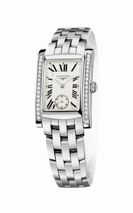 Longines Dolcevita Quartz Silver Dial Roman Numerals Small Second Diamonds Bezel Stainless Steel Watch# L5.502.0.71.6 (Women Watch)