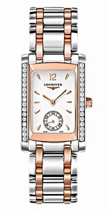 Longines Dolcevita Quartz White Dial Small Second Diamond Bezel Stainless Steel 18ct Rose Gold 22 mm Watch# L5.502.5.19.7 (Women Watch)