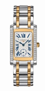 Longines Dolcevita Quartz Silver Roman Numerals Dial Diamonds Bezel Stainless Steel 18ct Gold Watch# L5.502.5.78.7 (Women Watch)