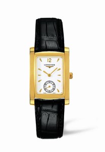 Longines Dolcevita Quartz White Dial Small Second Hand 18ct Yellow Gold Case Black Leather Watch# L5.502.6.16.0 (Women Watch)