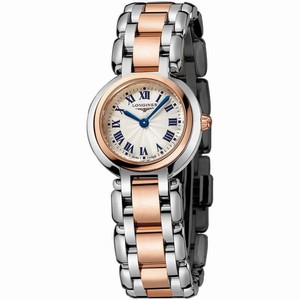 Longines Primaluna Quartz Silver Roman Numerals Dial Stainless Steel and 18ct Rose Gold Watch# L8.109.5.78.6 (Women Watch)