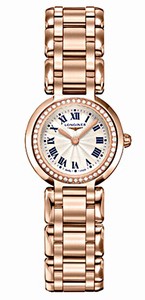 Longines Primaluna Quartz Silver Roman Numerals Dial Diamonds Bezel 18ct Rose Gold Watch# L8.109.9.78.6 (Women Watch)