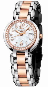 Longines Primaluna Quartz Mother of Pearl Dial Diamonds Bezel Stainless Steel 18ct Rose Gold Watch# L8.110.5.88.6 (Women Watch)