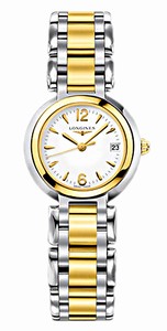 Longines Primaluna Quartz White Dial Date Stainless Steel 18ct Gold Watch# L8.110.5.90.6 (Women Watch)