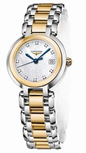 Longines Dolcevita Quartz White Mother of Pearl Diamonds Dial Stainless Steel 18ct Gold Watch# L8.110.5.93.6 (Women Watch)