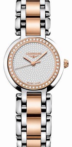 Longines Quartz 18kt Rose Gold/stainless Steel Pave Diamond/mother Of Pearl Dial 18kt Rose Gold/stainless Steel Band Watch #L8.110.5.99.7 (Women Watch)