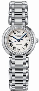 Longines Primaluna Automatic White Dial Roman Numerals Date Diamonds Bezel Stainless Steel Watch# L8.111.0.71.6 (Women Watch)