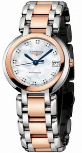 Longines Automatic 18kt Rose Gold/stainless Steel Diamond/mother Of Pearl Dial 18kt Rose Gold/stainless Steel Band Watch #L8.111.5.87.6 (Women Watch)