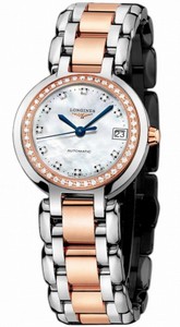 Longines Automatic 18kt Rose Gold/stainless Steel Diamond/mother Of Pearl Dial 18kt Rose Gold/stainless Steel Band Watch #L8.111.5.89.6 (Women Watch)
