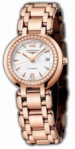 Longines Primaluna Automatic White Dial Date Diamonds Bezel 18ct Rose Gold Watch# L8.111.9.16.6 (Women Watch)