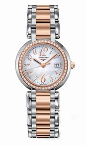 Longines Primaluna Quartz Mother of Pearl Dial Diamond Bezel Stainless Steel 18ct Rose Gold Watch# L8.112.5.88.6 (Women Watch)