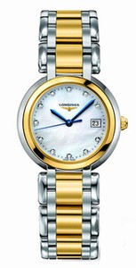 Longines Primaluna Quartz Mother of Pearl Diamond Dial Stainless Steel 18ct Gold Watch# L8.112.5.93.6 (Women Watch)