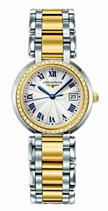 Longines Primaluna Quartz Silver Dial Roman Numerals Date Diamonds Set Bezel Stainless Steel 18ct Gold Watch# L8.112.5.95.6 (Women Watch)