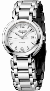Longines Primaluna Automatic White Dial Date Stainless Steel 30mm Watch# L8.113.4.16.6 (Women Watch)