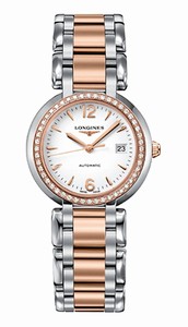 Longines Primaluna Automatic White Dial Date Diamonds Bezel Stainless Steel and 18ct Rose Gold Watch# L8.113.5.19.6 (Women Watch)