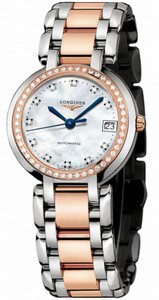 Longines Automatic 18kt Rose Gold/stainless Steel Diamond/mother Of Pearl Dial 18kt Rose Gold/stainless Steel Band Watch #L8.113.5.89.6 (Women Watch)