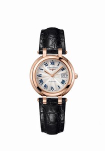 Longines Primaluna Automatic Silver Dial Date Roman Numerals 18ct Rose Gold Black Leather Watch# L8.113.8.78.2 (Women Watch)