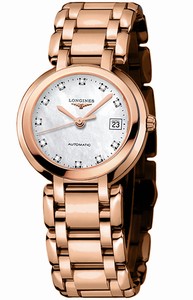 Longines Primaluna Automatic Mother of Pearl Diamonds Dial Date 18ct Rose Gold 30mm Watch# L8.113.8.87.6 (Women Watch)