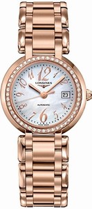 Longines Primaluna Automatic Mother of Pearl Dial Date Diamonds Bezel 18ct Rose Gold Watch# L8.113.9.83.6 (Women Watch)